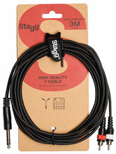 Load image into Gallery viewer, Stagg 3m 6.3mm Stereo Male Jack - RCA Audio Splitter Lead - Black