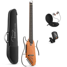 Load image into Gallery viewer, Donner HUSH-I Silent Electro-Acoustic Travel Guitar Bundle - Mahogany