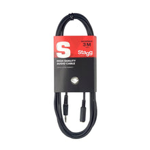 Load image into Gallery viewer, Stagg 3m Audio 3.5mm Male Jack - 3.5mm Female Jack Extension Lead - Black