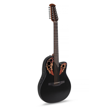 Load image into Gallery viewer, Ovation CE4412 Celebrity Elite Mid-Cutaway Electro Acoustic Roundback 12 String Guitar - Black