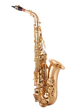 Load image into Gallery viewer, A John Packer JP041 Starter Alto Saxophone with a gold lacquer finish.