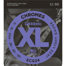 Load image into Gallery viewer, D&#39;Addario XL Chrome Flatwound 11-50 Jazz Light Gauge Electric Guitar Strings - ECG24
