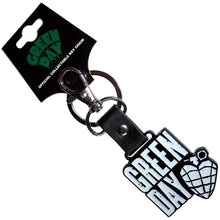 Load image into Gallery viewer, Green Day Keychain: Stacked Logo/Grenade (Glow in the Dark)
