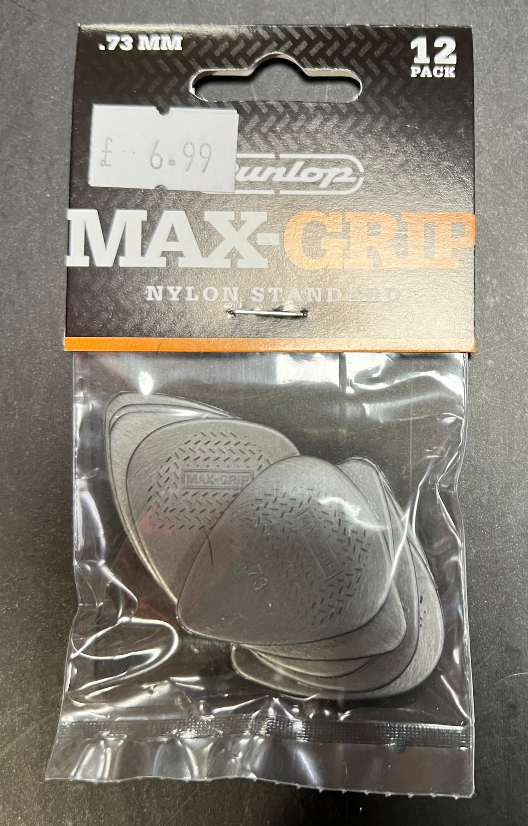 Dunlop Nylon Max Grip 12 Pack of Plectrums - 0.73mm