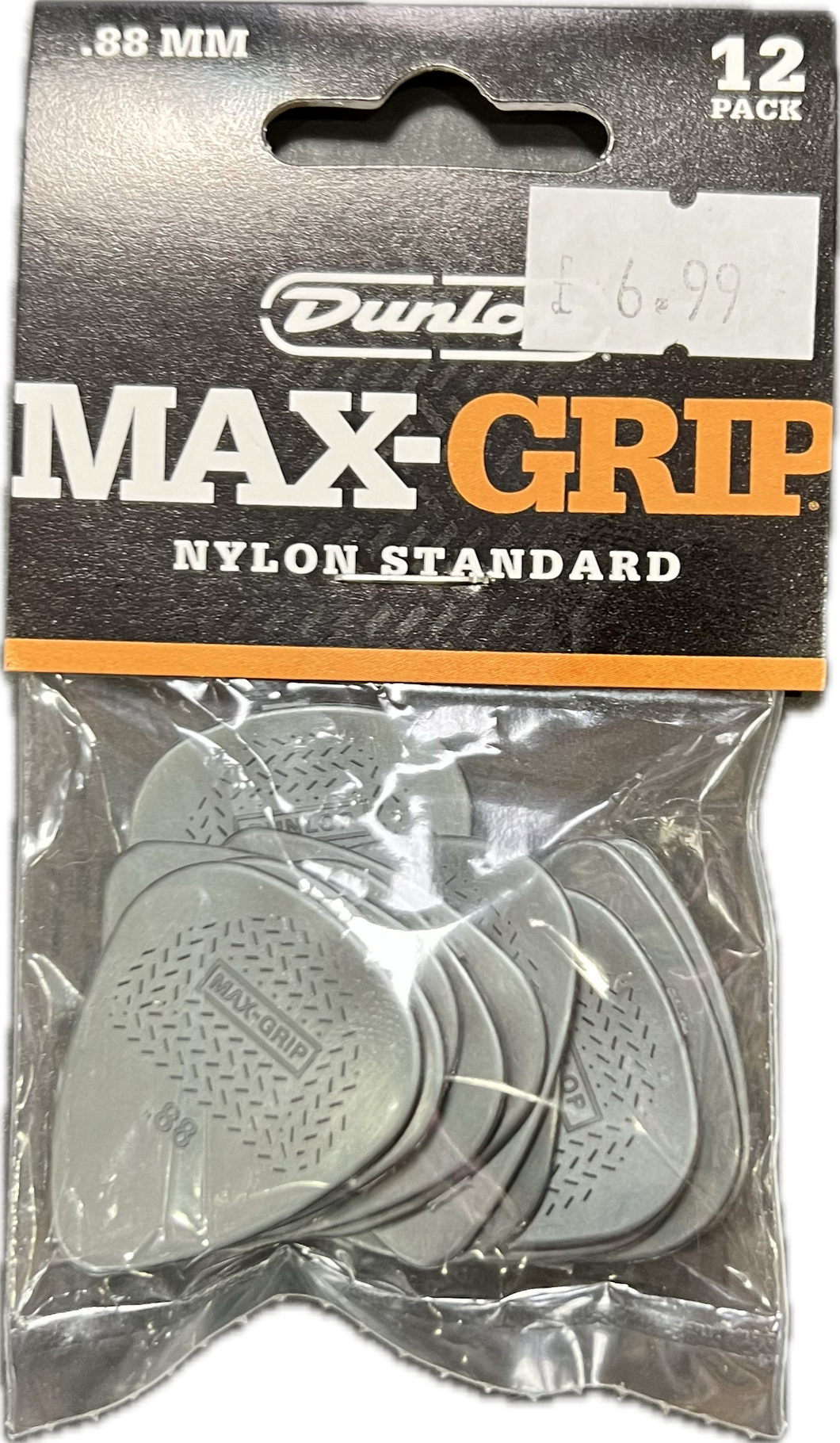 Dunlop Nylon Max Grip 12 Pack of Plectrums - 0.88mm