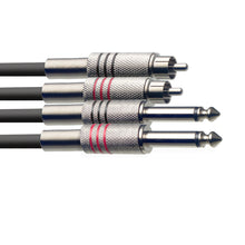 Load image into Gallery viewer, Stagg 60cm RCA - 6.3mm Male Jack Audio Twin Lead - Black
