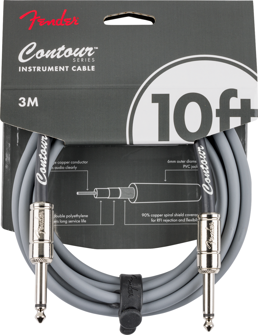Fender Contour Series 10ft Instrument Cable - Inca Silver