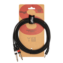 Load image into Gallery viewer, Stagg 3m 3.5mm Male Jack - 2x 6.3mm Jack Y-Lead - Black
