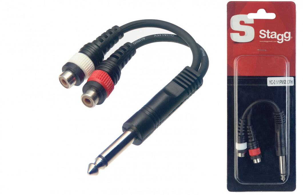 Stagg 1 x Male Mono 6.3mm Phone Plug - 2 x Female RCA Plug