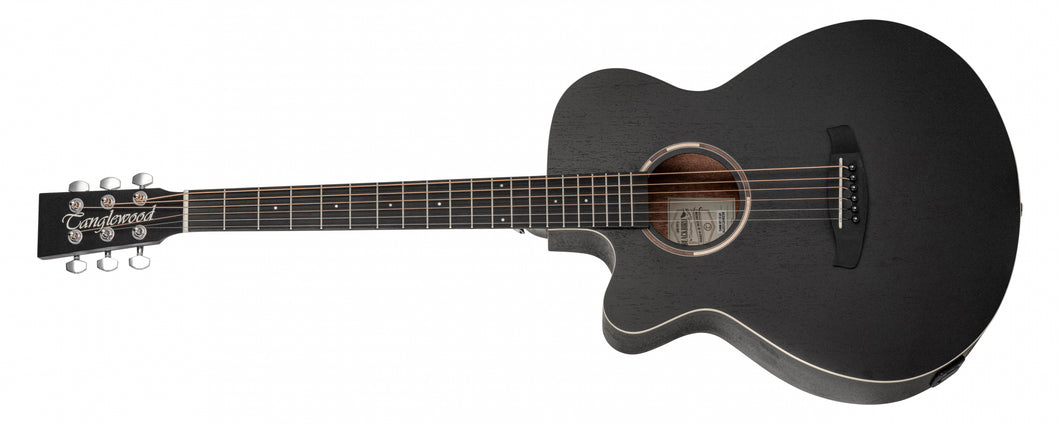 Tanglewood Blackbird Series Electro Acoustic Super Folk Cutaway Left Handed - Smokestack Black Satin