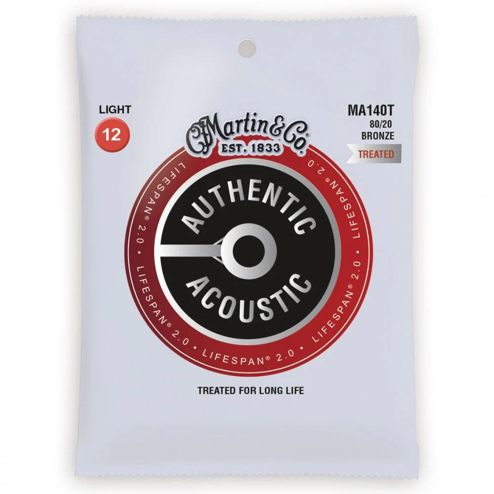 Martin Lifespan 2.0 80/20 Bronze 12-54 Acoustic Guitar Strings - MA140T