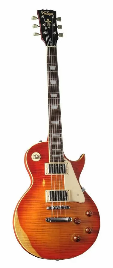 Vintage V100 ICON Electric Guitar - Distressed Cherry Sunburst