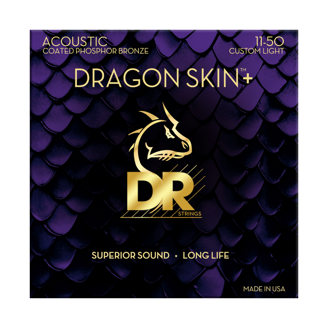 DR Dragon Skin+ Phosphor Bronze 11-50 Acoustic Guitar Strings - DAP11