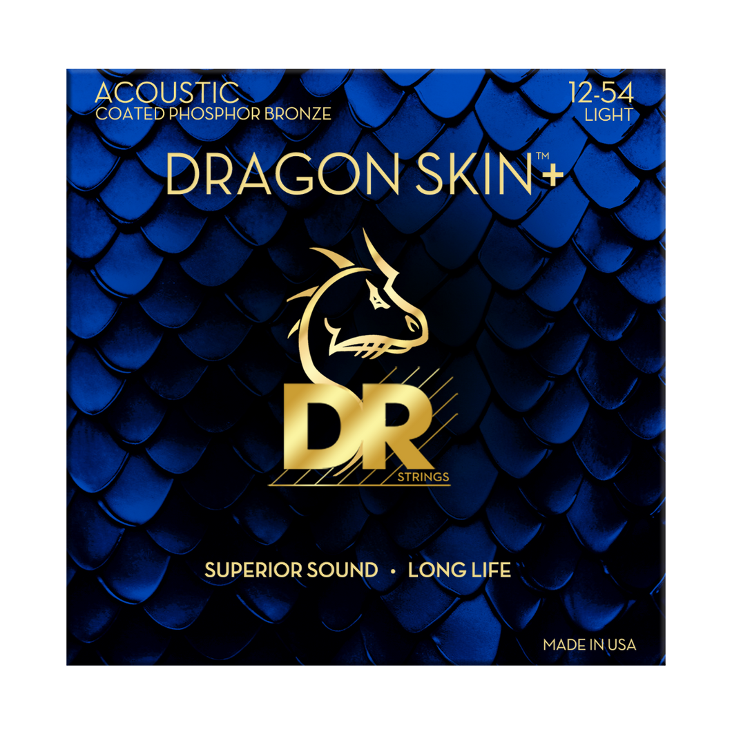 DR Dragon Skin+ Phosphor Bronze 12-54 Acoustic Guitar Strings - DAP12