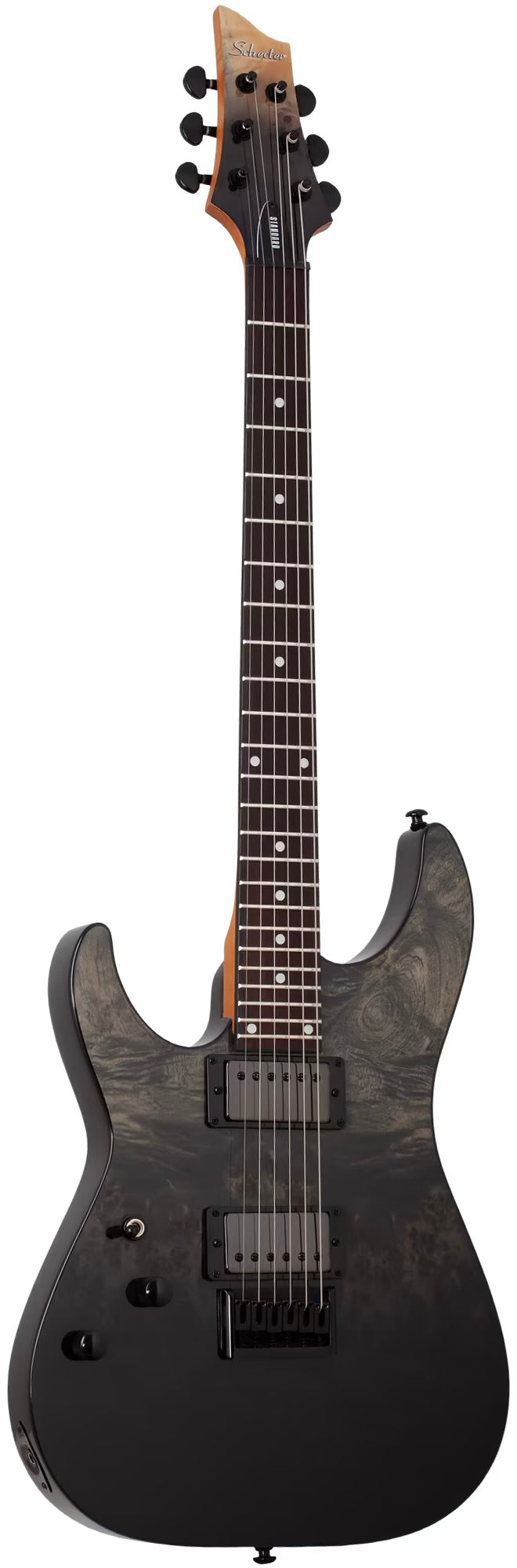 Schecter C-1 Standard Left Handed Electric Guitar - Black Fade Burst Burl Burst