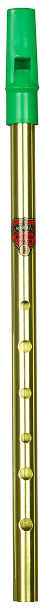 Flageolet Brass Green Top Tin Whistle - D