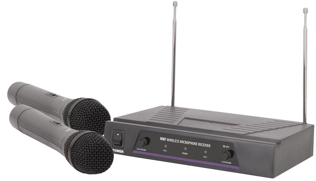 QTX VHF Dual Handheld Wireless Microphone System - 171.817