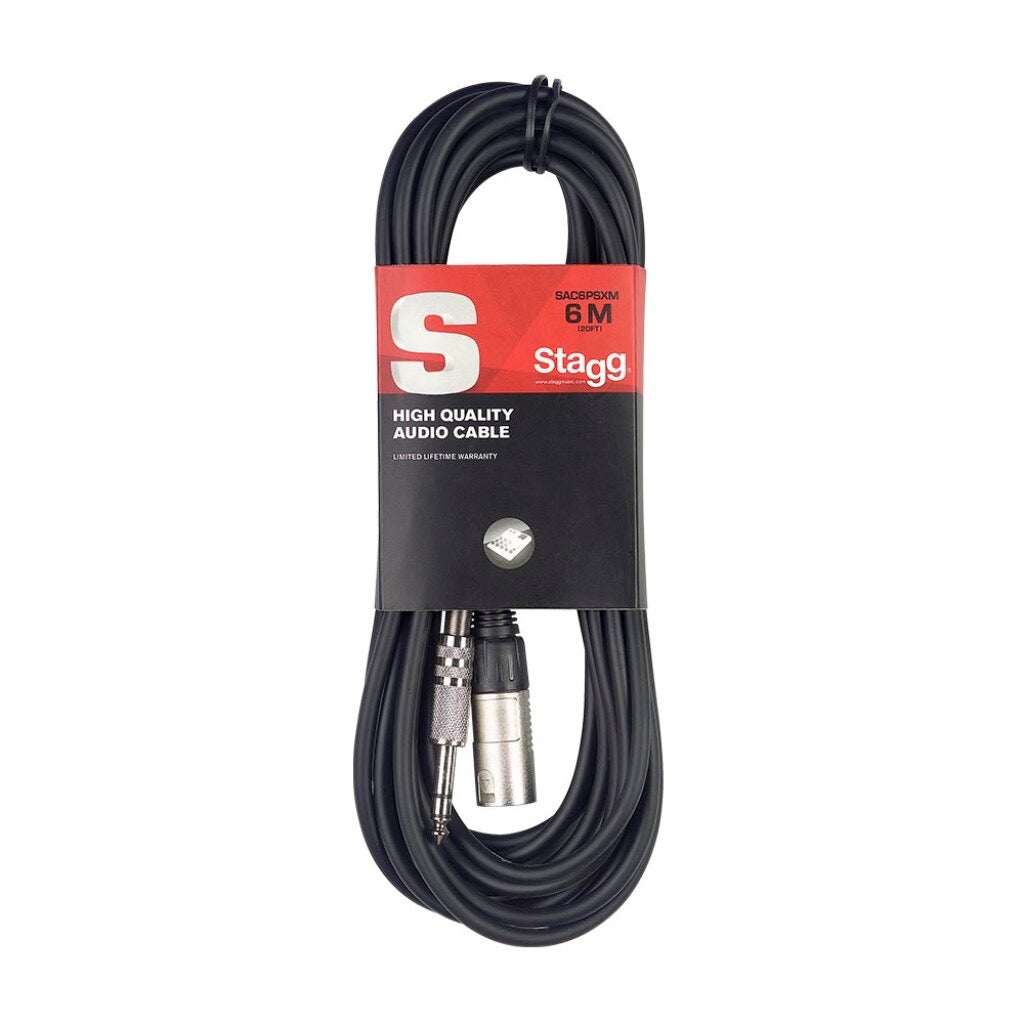 Stagg 6m Stereo 6.3mm Male Jack - XLRM Audio Lead - Black