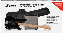 Load image into Gallery viewer, Squier Affinity Series PJ 4 String Electric Bass Pack - Black
