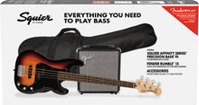 Load image into Gallery viewer, Squier Affinity Series PJ 4 String Electric Bass Pack - 3 Tone Sunburst
