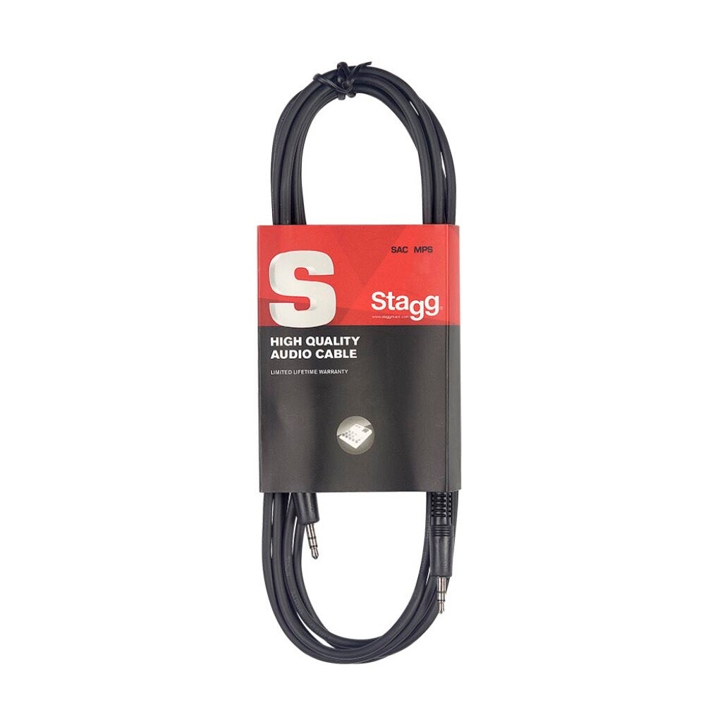 Stagg 1m Stereo 3.5mm - 3.5mm Jack Audio Lead - Black