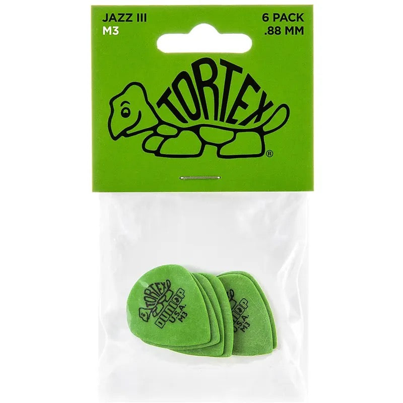 Dunlop Tortex Jazz III 12 Pack of Plectrums - 0.88mm