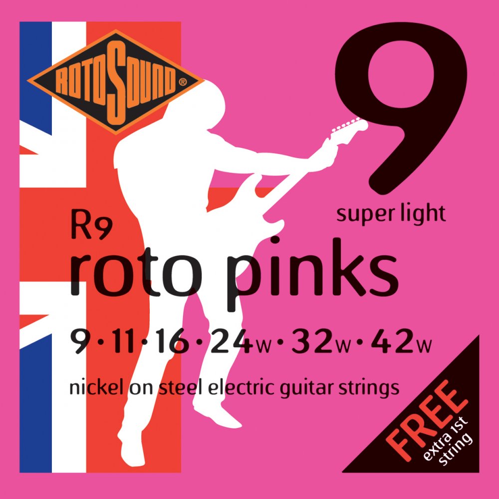 Rotosound Pink 9-42 Electric Guitar Strings - R9