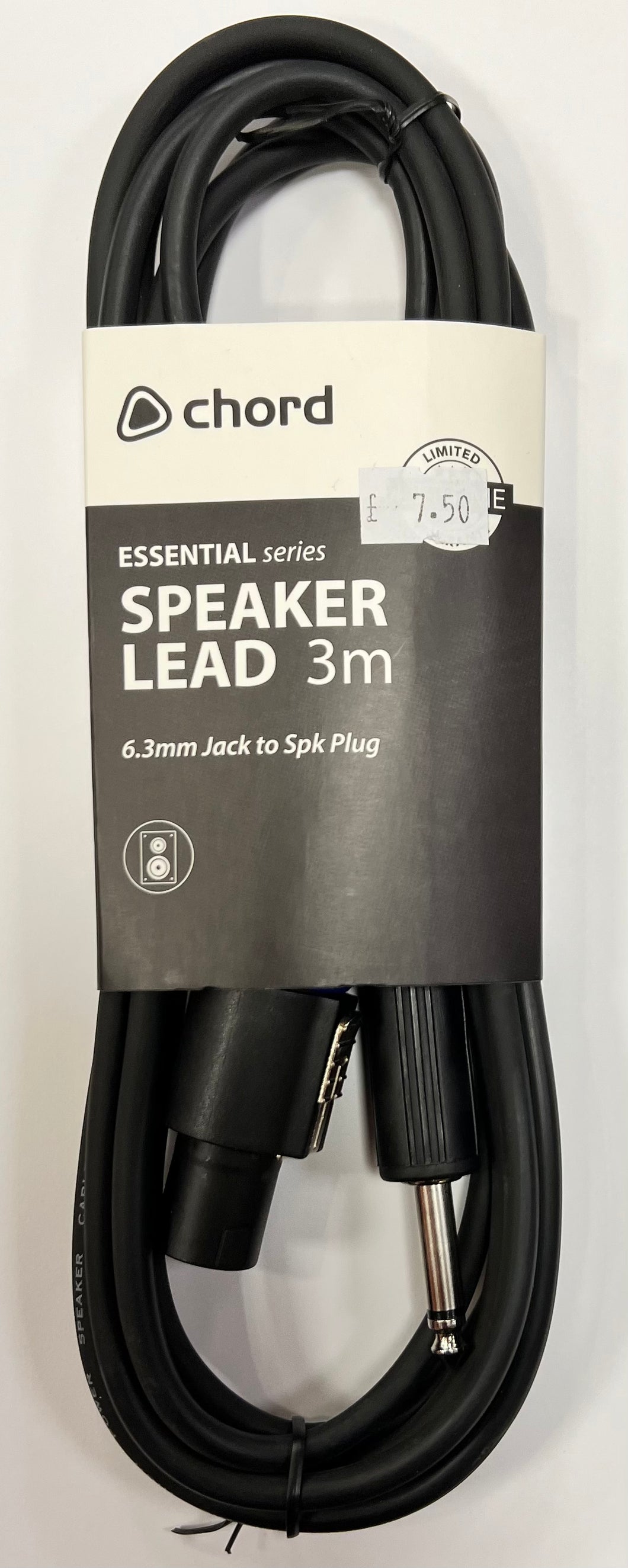 Chord Essential Speaker Plug - Jack Lead 3m