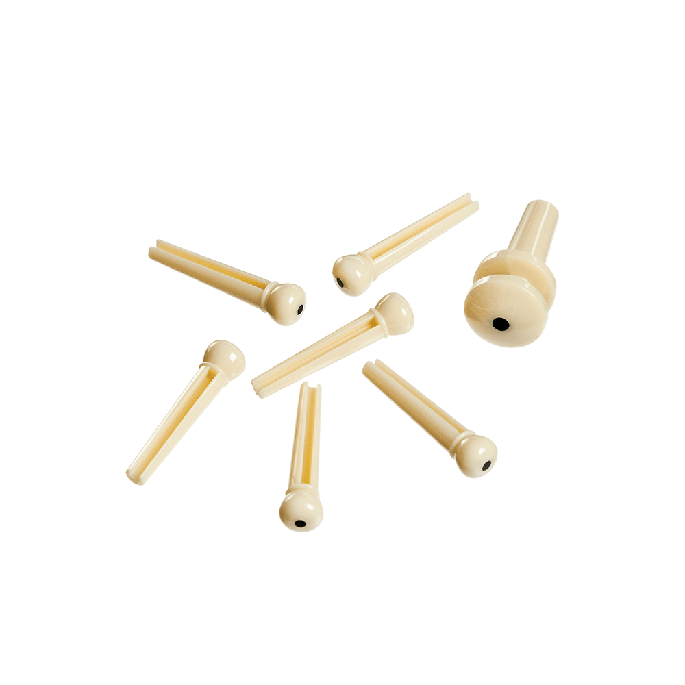 D'Addario Moulded Bridge Pin and End Pin- Ivory w/ Black Dot