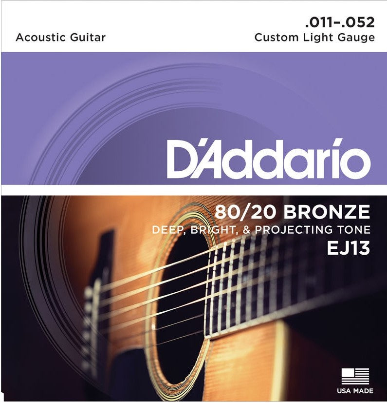 D'Addario 80/20 Bronze 11-52 Acoustic Guitar Strings - EJ13