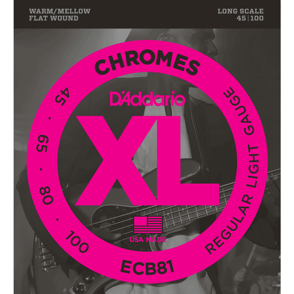 D'Addario XL Chrome Flatwound 4 String Bass Strings - ECB81