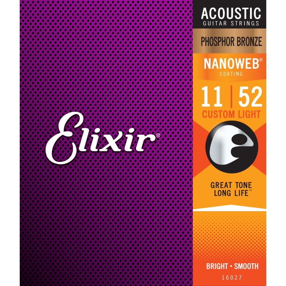 Elixir Nanoweb Phosphor Bronze 11-52 Acoustic Guitar Strings - 16027