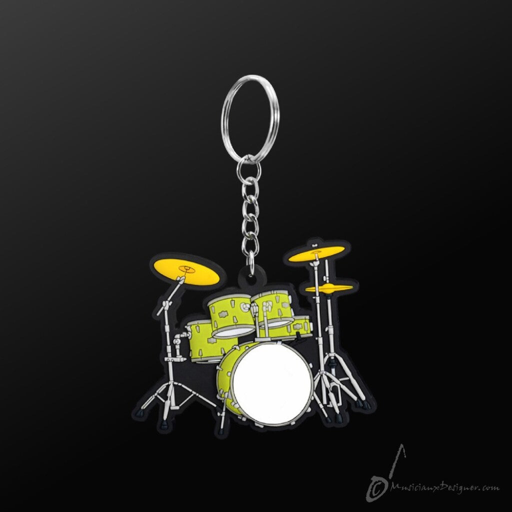 Green Drum Kit Instrument Keyring