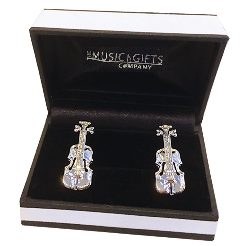 Silver Plated Cufflinks - Violin